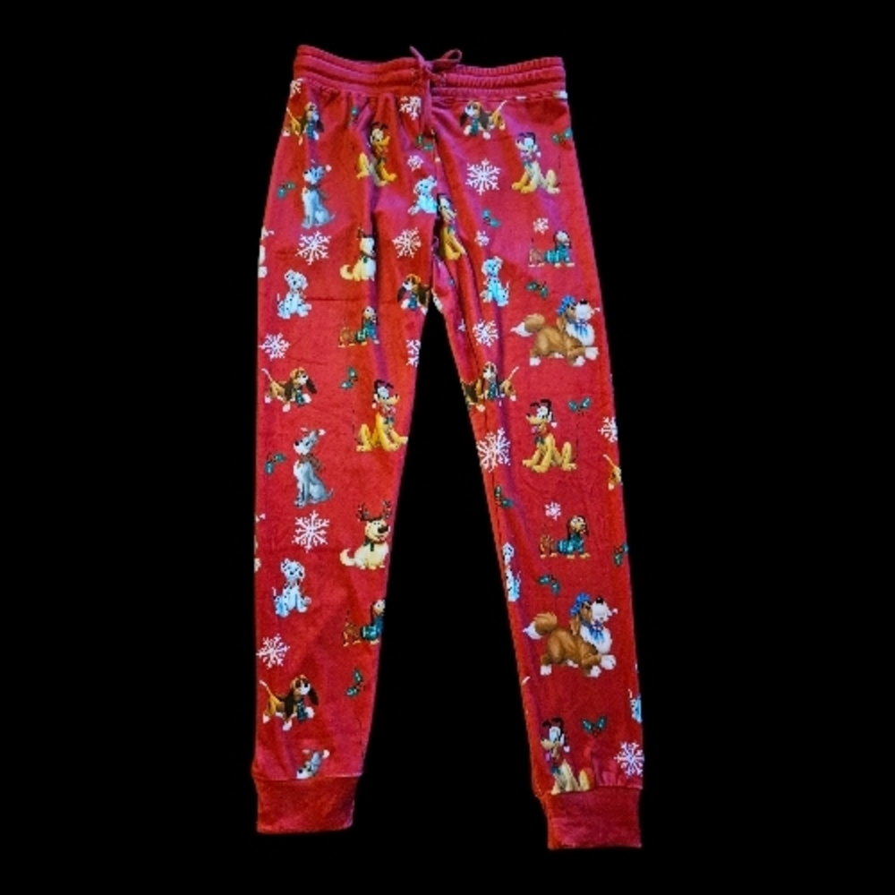Disney Womens Sz XS Red Christmas Jogger Pants New